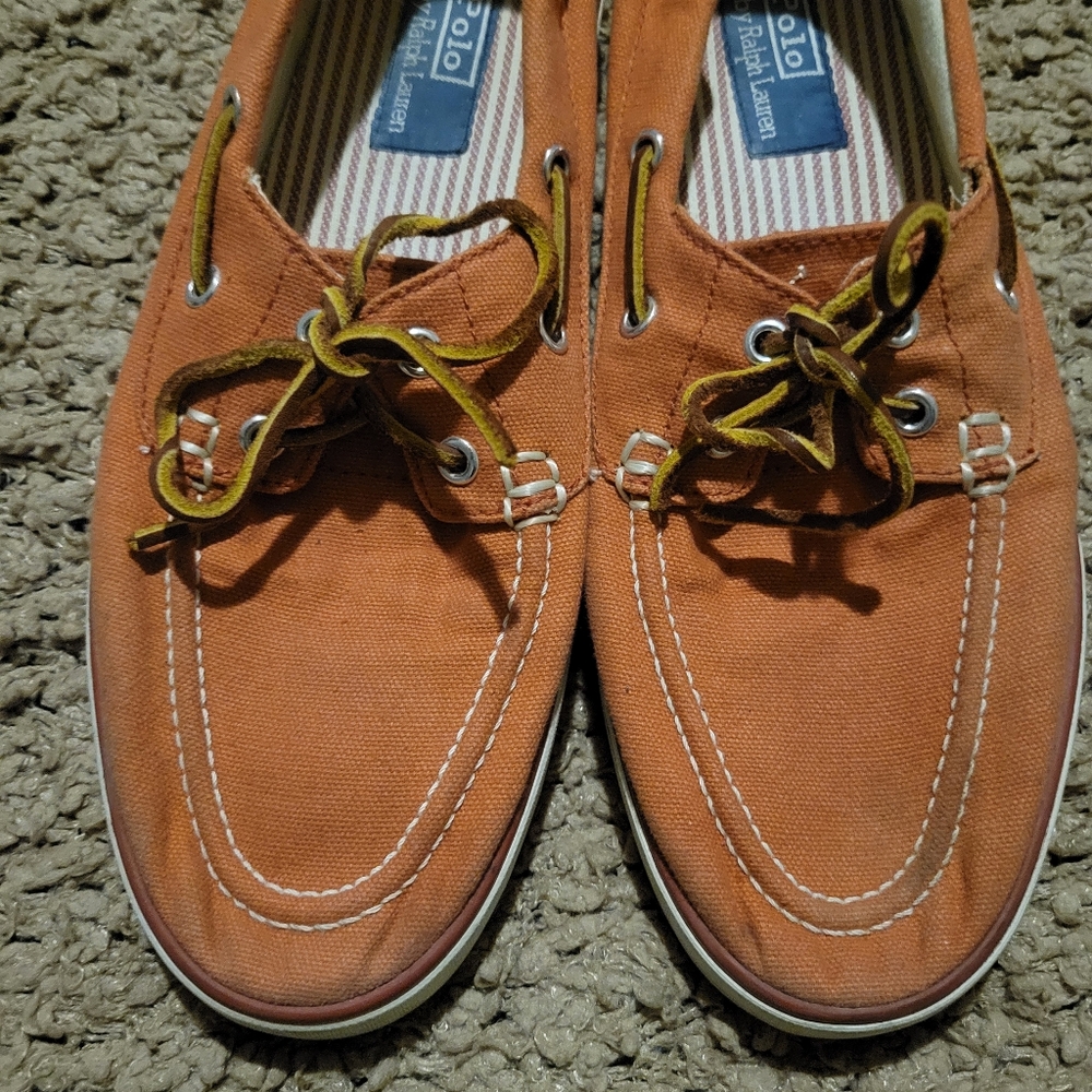 Ralph Lauren Polo Red Canvas Sander Leather Boat Shoes Size 9.5D - Picture 12 of 15
